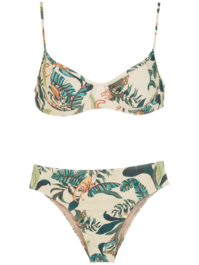 Lygia & Nanny Lilica Floral-print Bikini In Neutrals