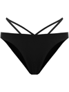 Simkhai Emmalynn Solid Strappy Bikini Bottoms Black L In Black