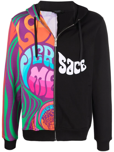 Versace Music Split-print Zip-up Sweatshirt In Multi-colored