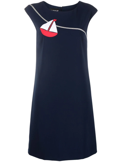 Boutique Moschino Navy Boat-appliquéd Shift Dress