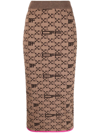 Off-white Intarsia-knit Arrows-logo Pencil Skirt In Brown