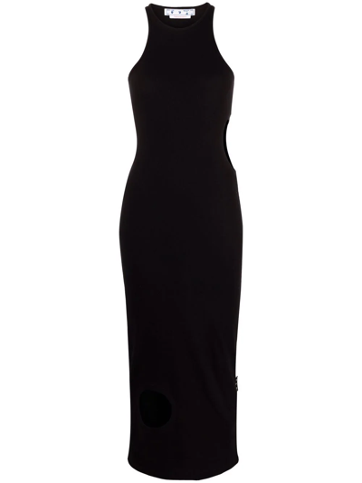 Off-white Cut-out Fitted Midi Dress In Black