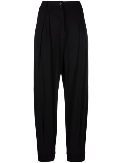 Alberta Ferretti High-waisted Tapered Trousers In Black