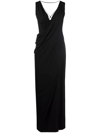 ALBERTA FERRETTI DRAPED SLEEVELESS EVENING DRESS