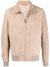 Ferragamo Four Seasons Suede Bomber Jacket In Neutrals