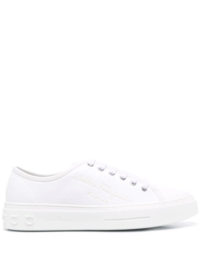 Ferragamo Lace-up Low-top Sneakers In White