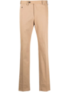 Ferragamo Stretch Cotton Flat-front Pants In Neutrals