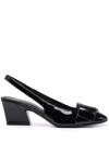 Ferragamo Viva 55 Slingback Mules In Lambskin In Black