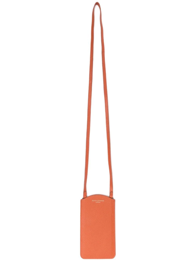 Aspinal Of London Lanyard Leather Phone Case In Orange