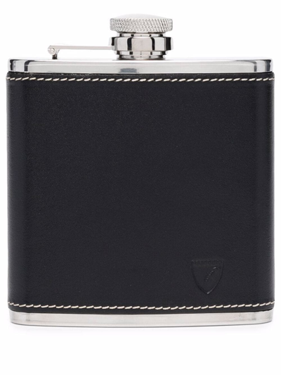 Aspinal Of London Contrast Stitching Hip Flask In Black
