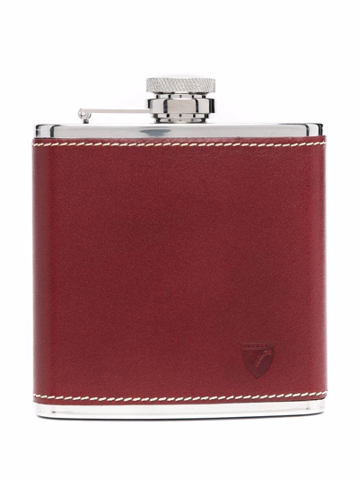Aspinal Of London Contrast Stitching Hip Flask In Brown
