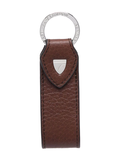 Aspinal Of London Pebbled-effect Loop Keyring In Brown