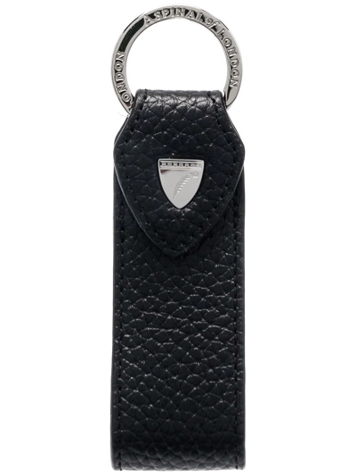 Aspinal Of London Pebbled-effect Loop Keyring In Black