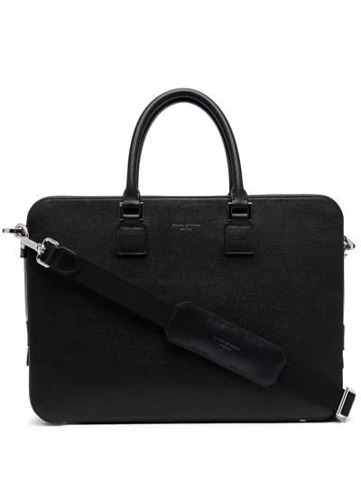 Aspinal Of London Mount Street Leather Briefcase In Black