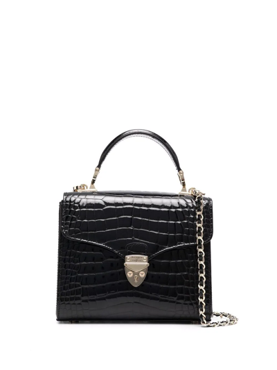 Aspinal Of London Mayfair Crocodile-embossed Tote Bag In Black