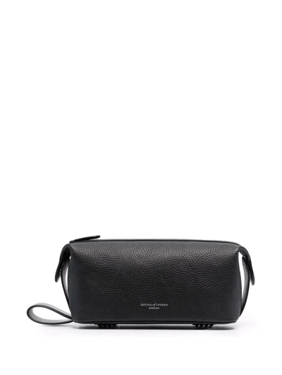 Aspinal Of London Top-zip Wash Bag In Black