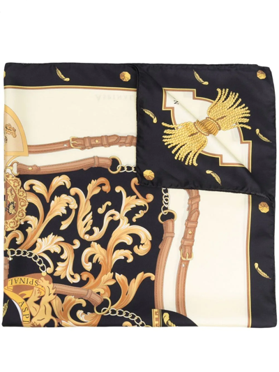Aspinal Of London Baroque-pattern Print Scarf In Black