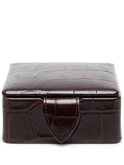 Aspinal Of London Crocodile-effect Leather Box In Brown