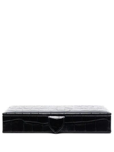 Aspinal Of London Crocodile-effect Leather Box In Black