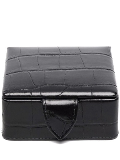 Aspinal Of London Crocodile-effect Leather Box In Black