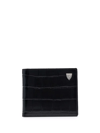 Aspinal Of London Croc-effect Bi-fold Wallet In Black
