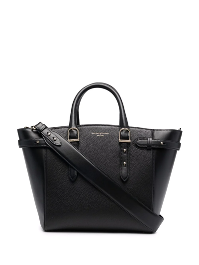 Aspinal Of London Marylebone Pebbled-effect Tote In Black