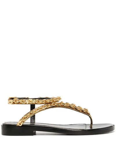 Tom Ford Chain-detail Leather Sandals In Gold