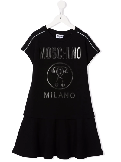 Moschino Kids' Logo-print T-shirt Dress In Black