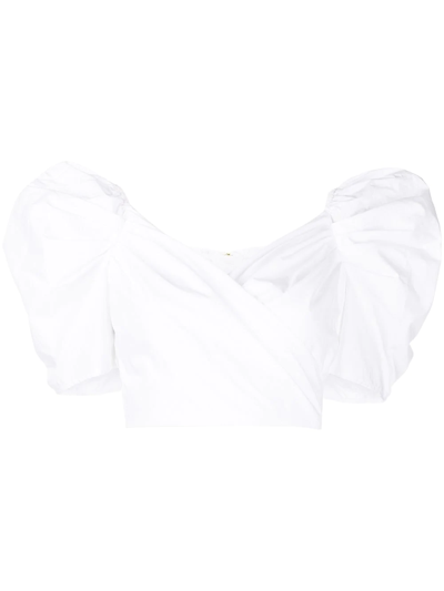 Cara Cara Sara Wrap-style Cropped Top In White