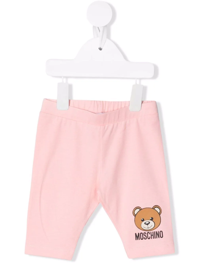 Moschino Babies' Teddy Bear-print Mid-rie Leggings In Pink