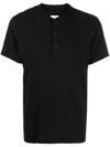Rag & Bone Black Cotton Classic Short Sleeve Henley In Black