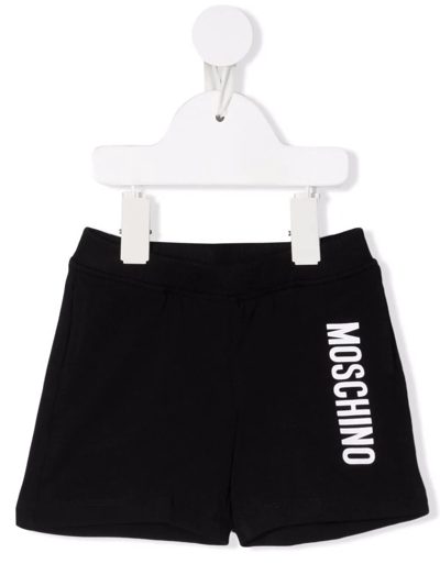 Moschino Babies' Logo印花运动短裤 In Nero