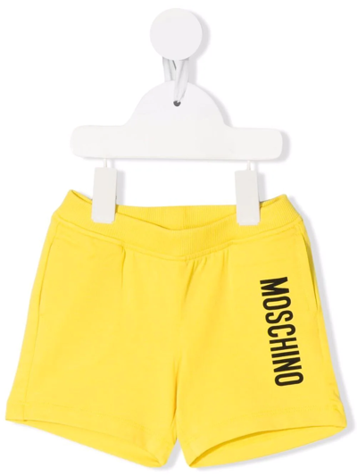 Moschino Babies' Logo-print Track Shorts In Yellow