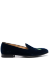 SCAROSSO JAY EMBROIDERED VELVET SLIPPERS