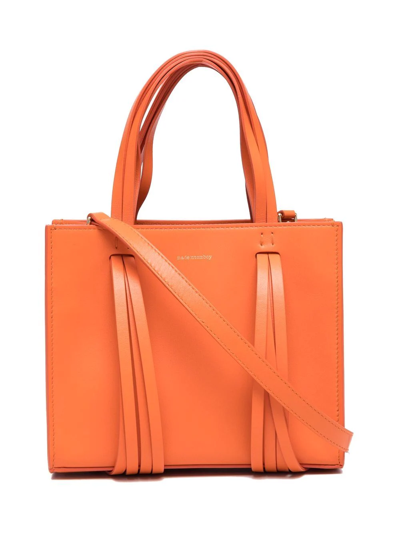 Made In Tomboy Logo-print Tassel Leather Tote Bag In Orange