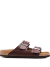 Birkenstock Arizona Soft Footbed Leather Sandal In Brown