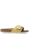 Birkenstock Madrid Big Buckle Nubuck Womens Popcorn Sandals In Yellow