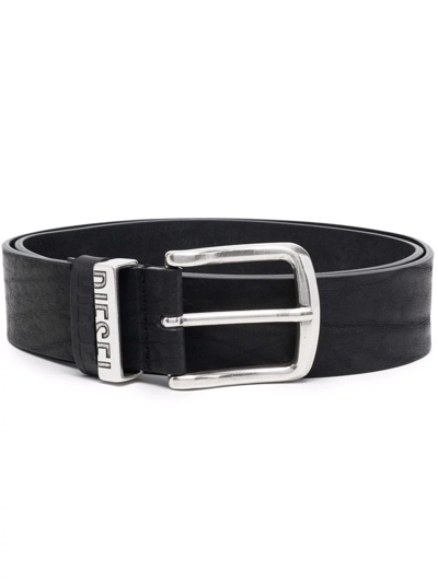 Diesel B-visible Leather Belt In Black