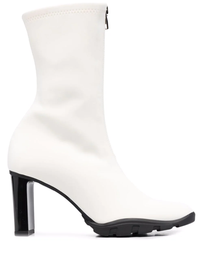 Alexander Mcqueen Slim Tread Zip-front Neoprene Boots In 1053 Black White
