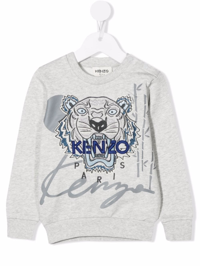 Kenzo Babies' Kids Grey Logo-embroidered Cotton Sweatshirt (6-18 Months)