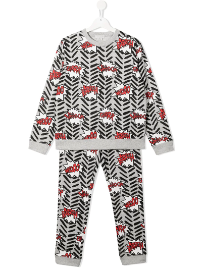 Stella Mccartney Kids' 卡通印花睡衣套装 In Grey