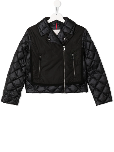 Moncler Kids' Quilted-panel Padded Jacket In Black