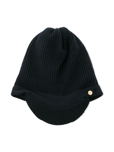 Moncler Kids' Ribbed-knit Cap In Black