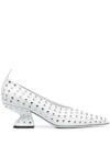 Ferragamo F-heel Rhinestone Pumps In Blue