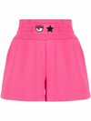 Chiara Ferragni Fuchsia Cotton Eye Star Shorts In Pink