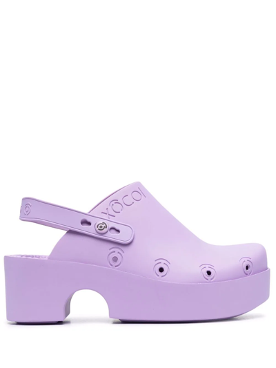 Xocoi 60mm Slingback Platform Mules In Violet