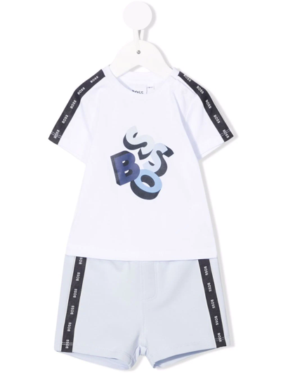 Bosswear Babies' Two-tone Logo-trim Print Tracksuit In White