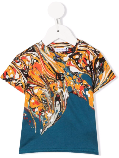 Dolce & Gabbana Babies' Paint-splatter Logo T-shirt In Multicolor