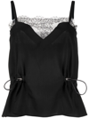 Sacai Lace Detail Flared Top - Atterley In Black