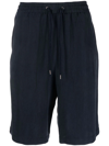 Giorgio Armani Drawstring Organic Cotton Track Shorts In Blue